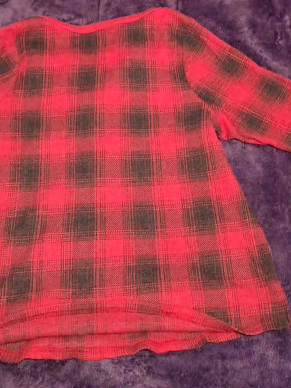 Red Checkered Long Sleeve Shirt by Terra & Sky No Call Outs - Picture 8 of 8